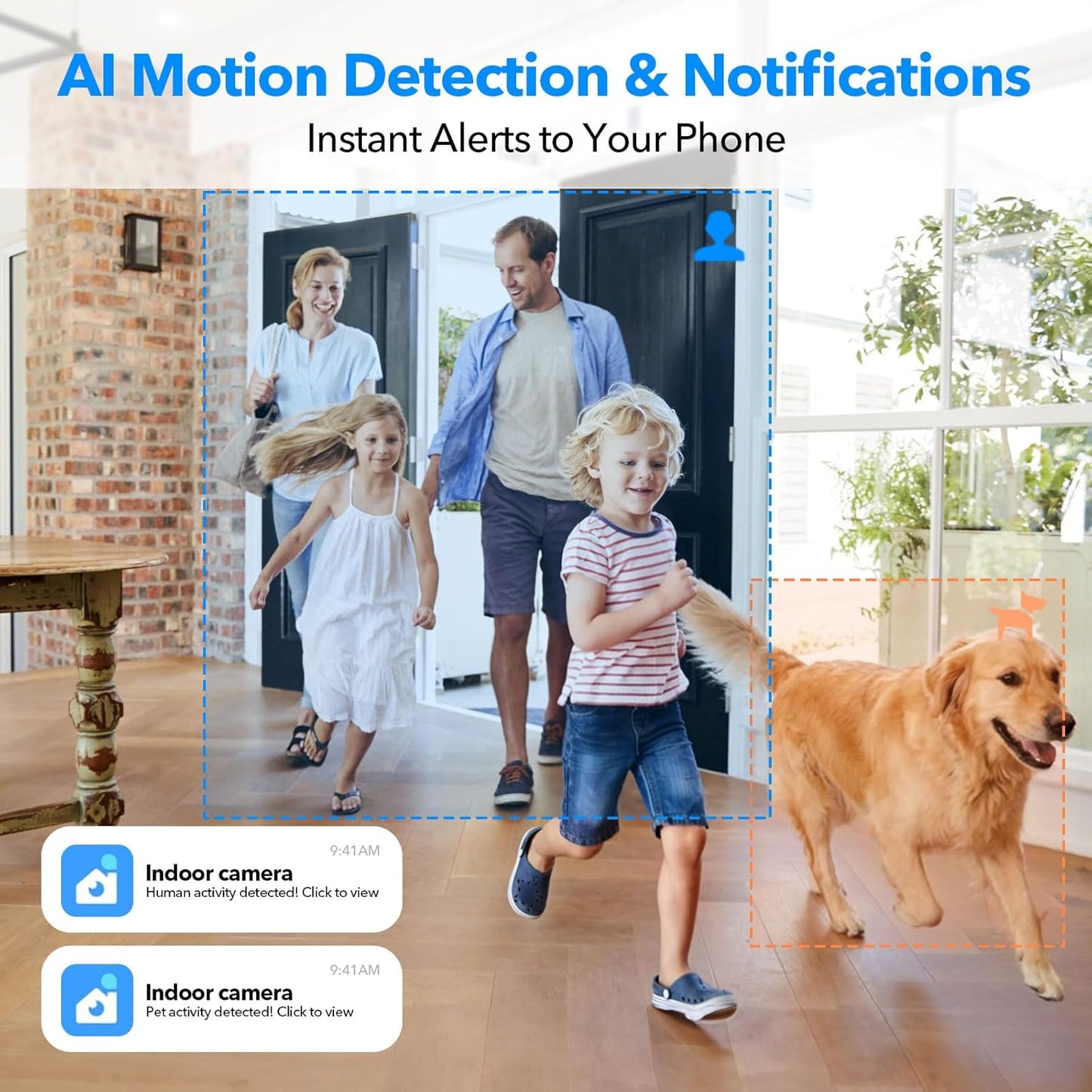 2K Cameras for Home Security Dual-Band 5G/2.4GHz WiFi Security Indoor Camera for Baby Pet Dog Cat Elder AI Motion Detect 2-Way Audio Night Vision 24/7 Local Recording SD Cloud Storage 2 Pack