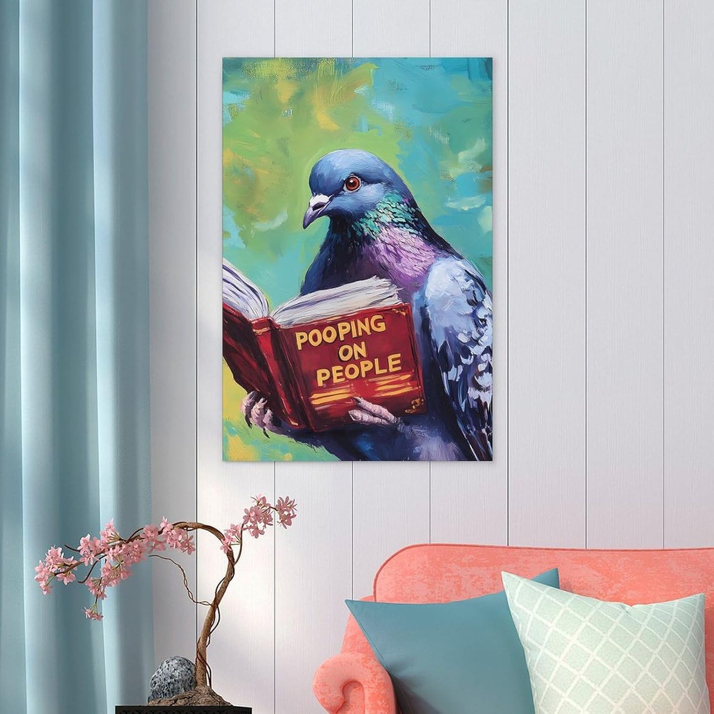 Pigeons Reading Pooping On People Personalized Poster Self-Adhesive Poster Printing Waterproof Home Decor Wall Art 30 * 45（cm）