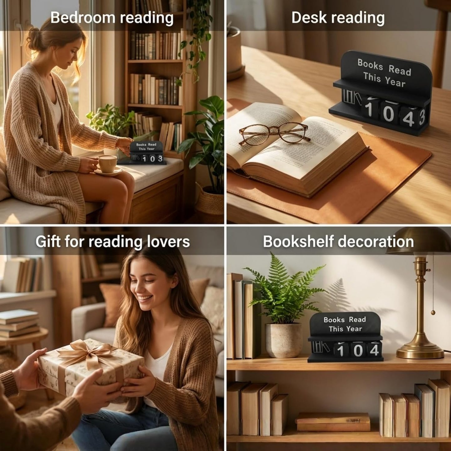 Books Read This Year Counter，3D Printed Book Counter，Book counters are Used to Decorate Bookshelves and desks, displaying Reading Goals, Reading Challenge Gifts, and Presents for Readers
