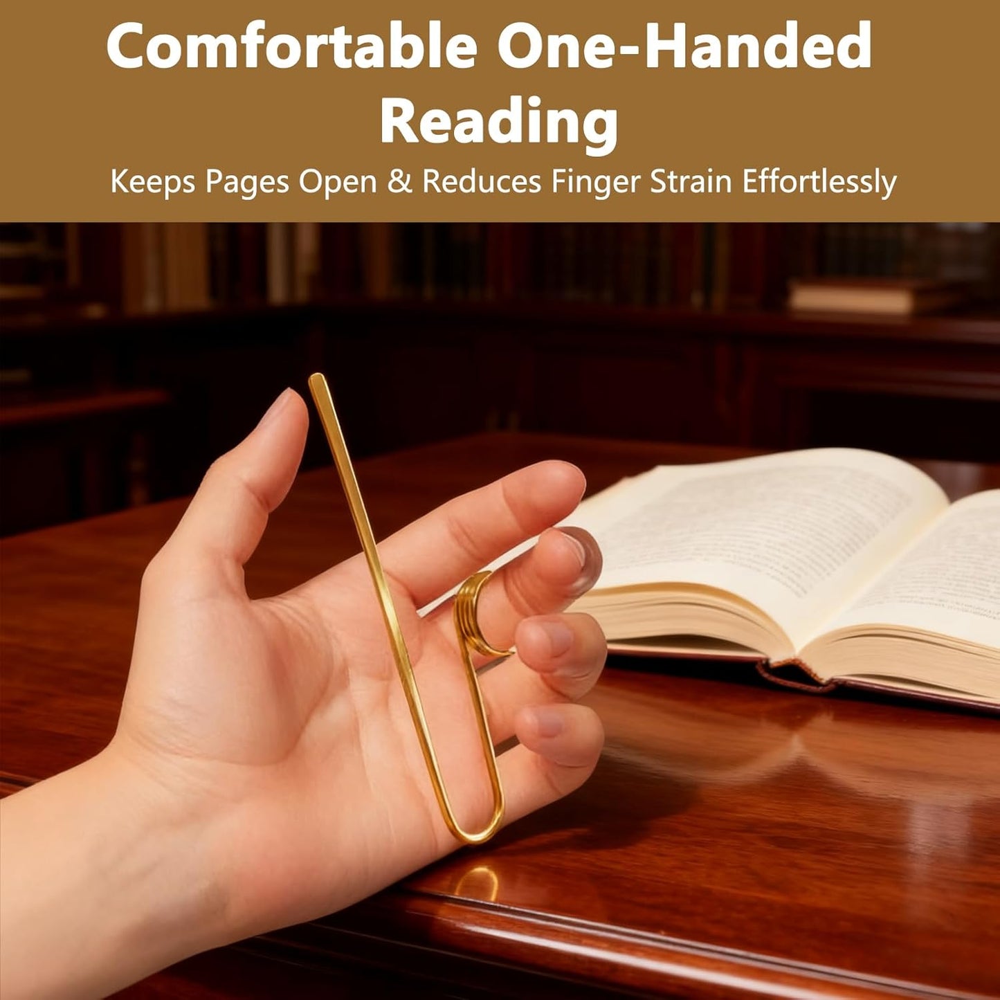 Book Holder Ring Bookmark Copper Finger Ring Page Opener Tool to Hold Book Open While Reading Lightweight Book Opener Accessory for Women and Men Practical Reading Aid