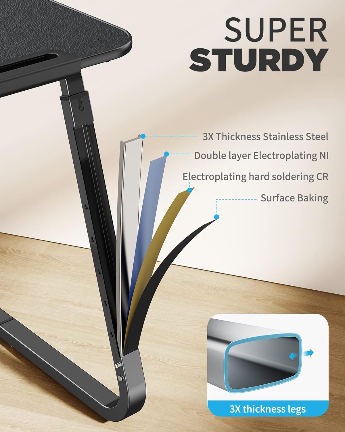 SAIJI TV Tray Table - Heavy Duty Extra Large TV Trays, Upgraded Dinner Trays for Eating on Couch, Tilt & Height Adjustable Snack Table Laptop Desk for Sofa, Bedside and Recliner