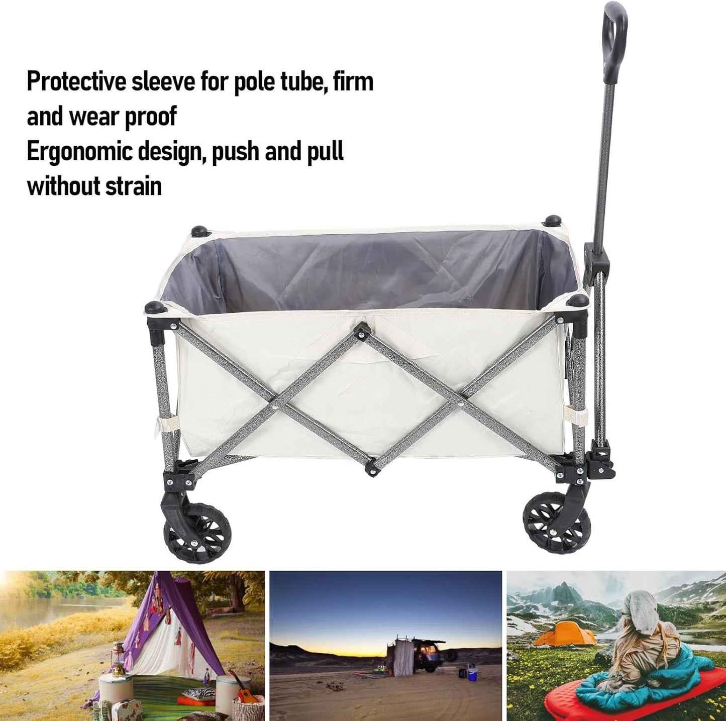 Foldable Garden Cart, Grocery Cart on Wheels, 100L Portable Large Capacity Folding Wagon Cart Utility Grocery Wagon for Camping Fishing Sports Shopping