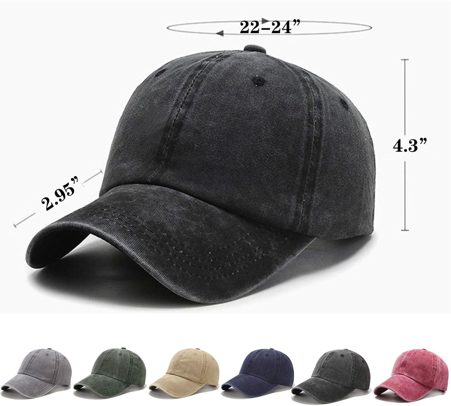 2-6 Packs Vintage Washed Plain Baseball Cap Distressed Dad Golf Hat for Men Women