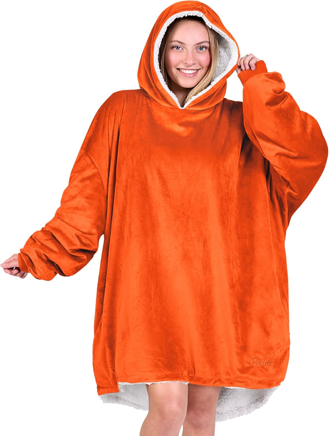 Bare Home Wearable Blanket Hoodie - Soft Plush Sherpa - Warm and Cozy - Oversized Wearable Blanket - Adult & Kid Sizes