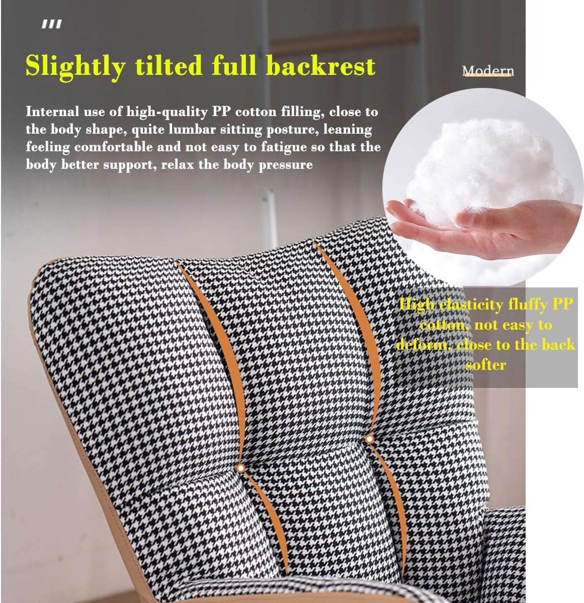 LSLYTQ 's Rocking Chair with Ottoman - Indoor Upholstered Recliner for Room with Fabric Padded Seat - Comfortable Side Chair Accent Chair