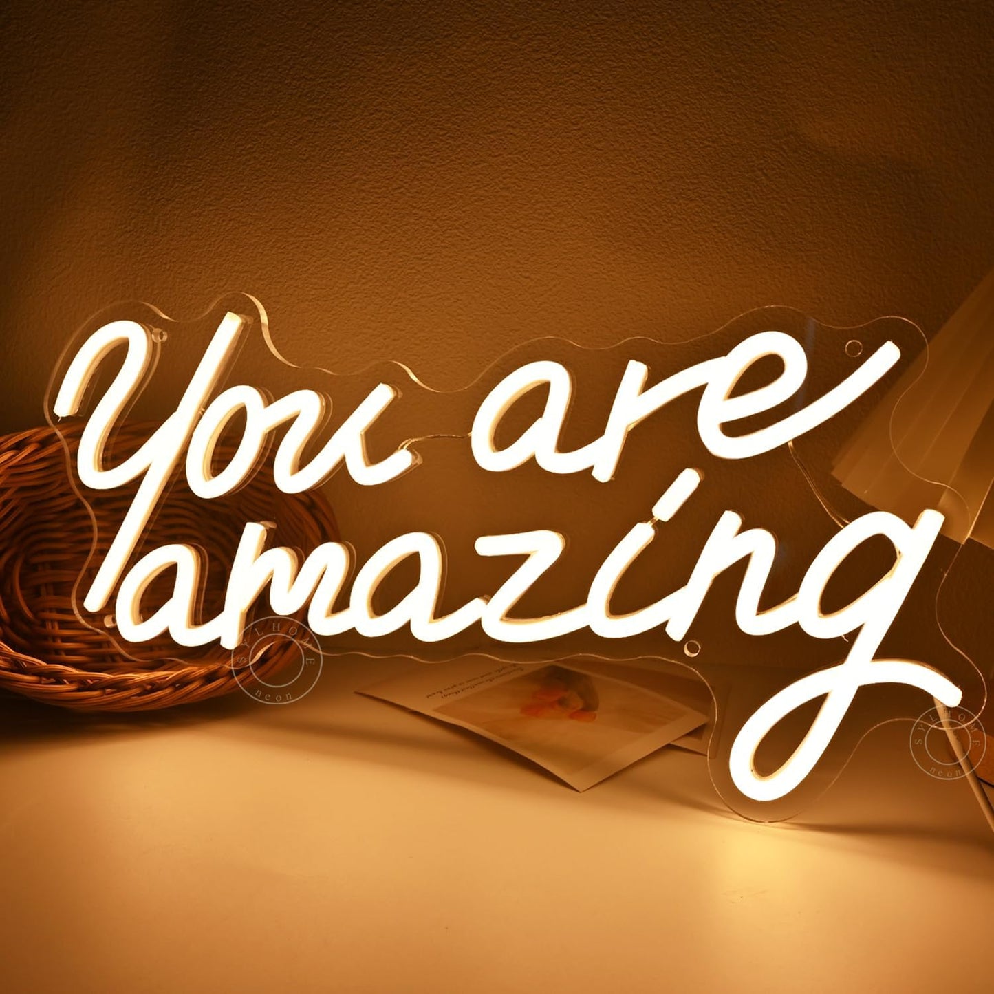 SYLHOME You Are Amazing Led Neon Light Sign Girls Bedroom Kids Room Wall Decor Sign Wedding Birthday Christmas Graduation Party Sign Student USB 15.75" X 8.94" Warm