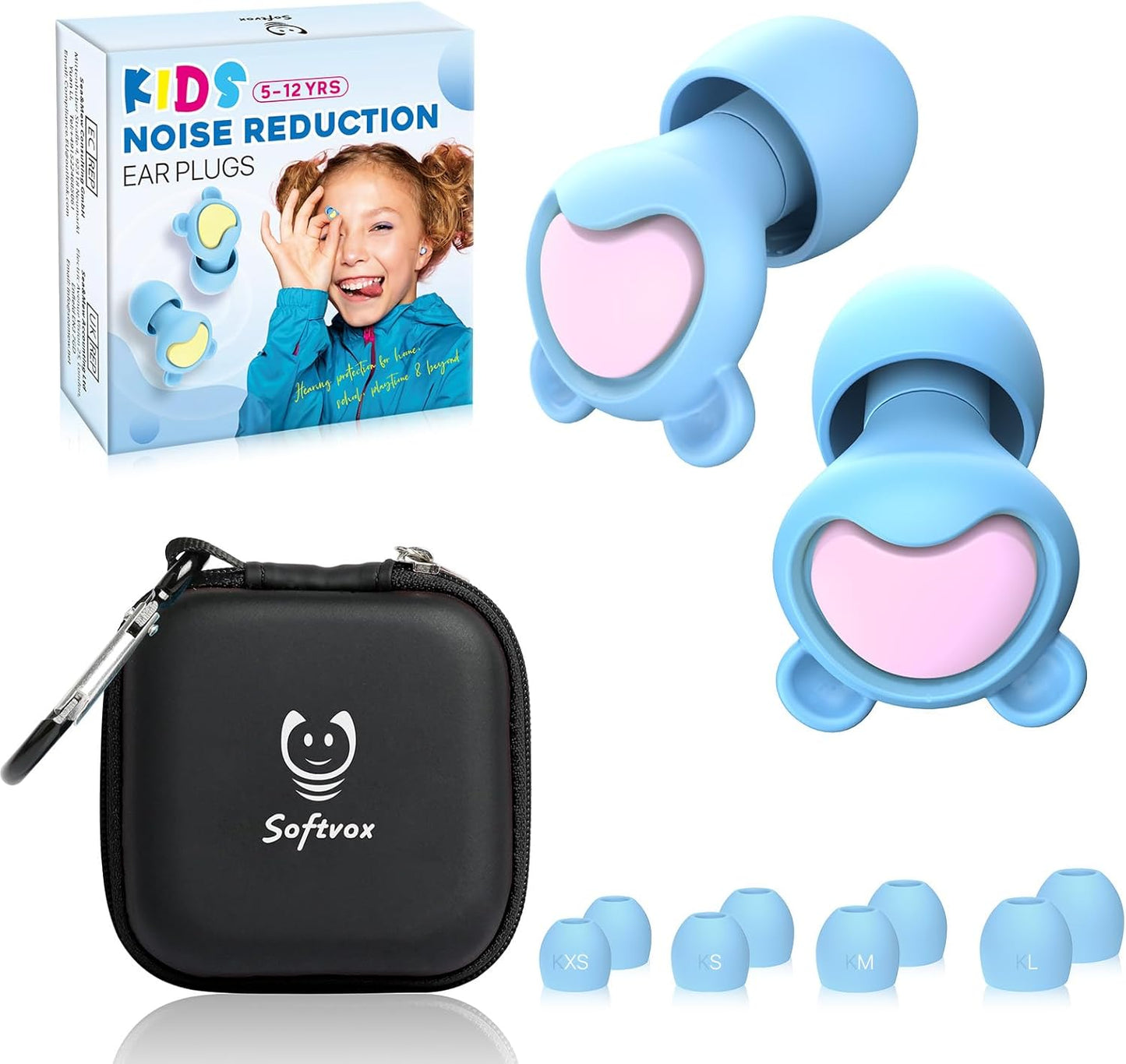 Kids Ear Protection Kids Ear Plugs (6-12yrs) - Reusable Everyday Noise Relief for Child Adult with Small Ear Canal, for Focus, Anxiety, Stress, School, Home, Playtime –26 dB Noise Reduction