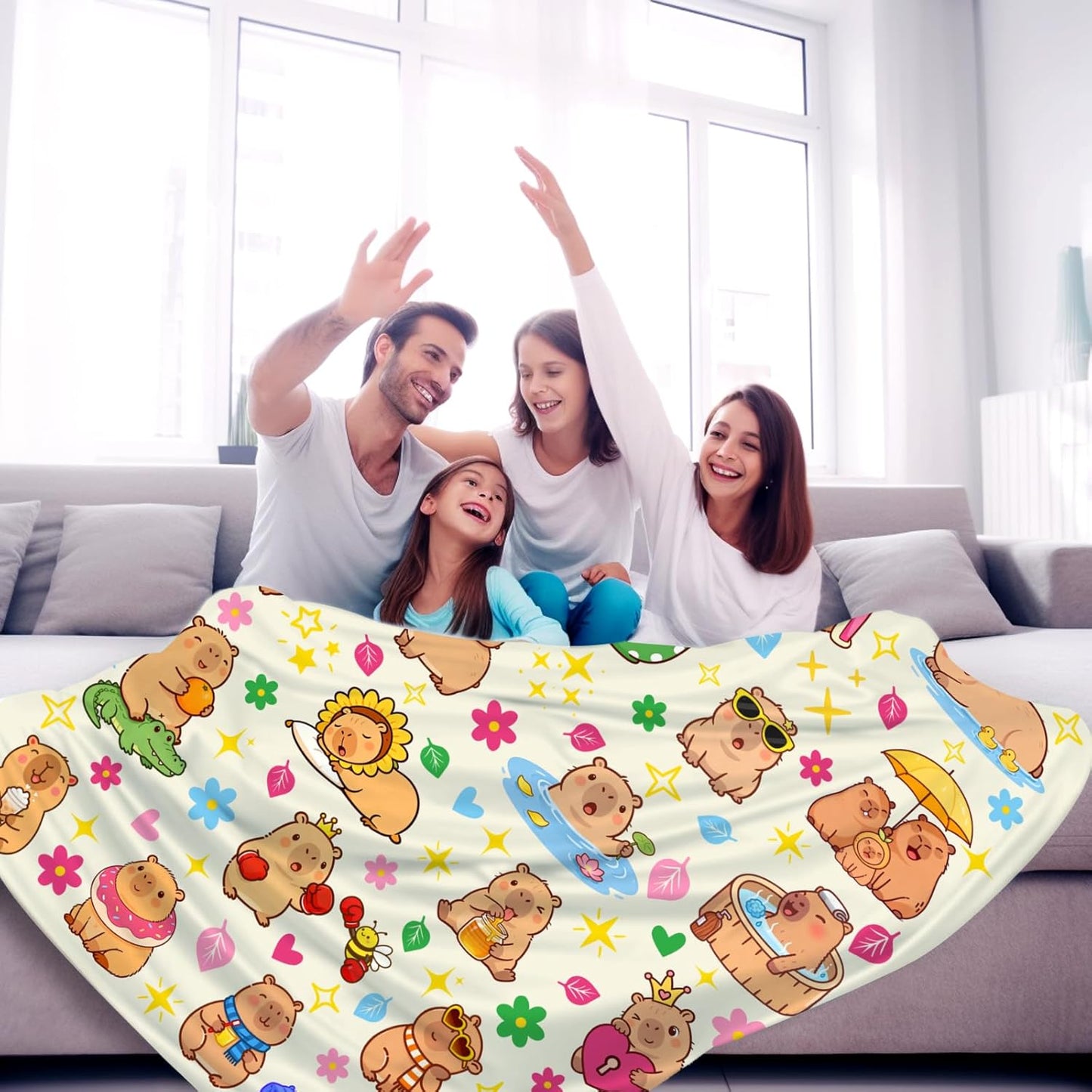 Capybara Blanket Soft Cozy Warm Flannel Throw Blankets Bedding Decor for Capybara Lovers Kids Girls Women Adult 80"x60"