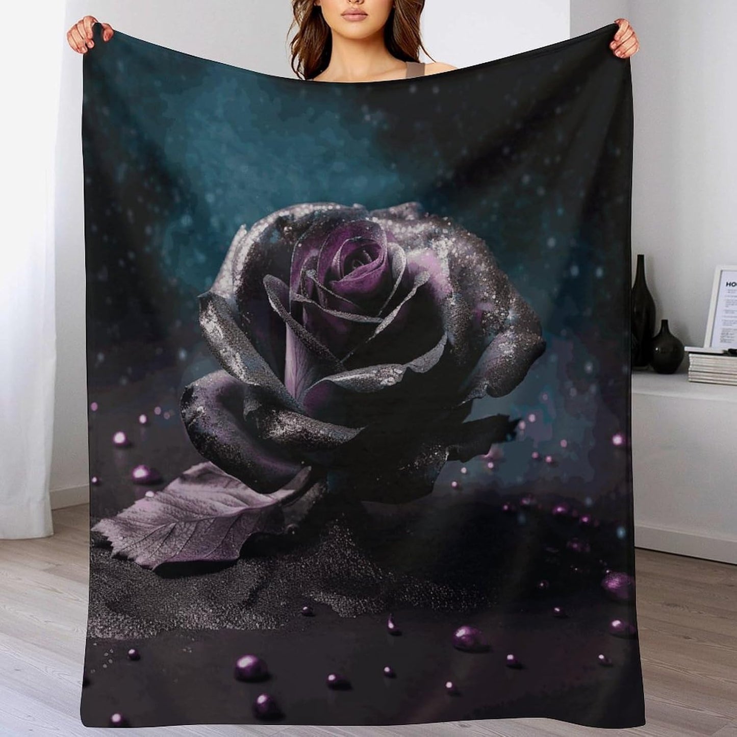 Purple Rose2 Blanket Super Soft Lightweight Throw Blanket Cute Cozy Warm Bed Blanket Decorative Fuzzy Blanket All-Season Home Decor Gift for Sofa Couch Living Room 60"*80"（150 * 200cm）