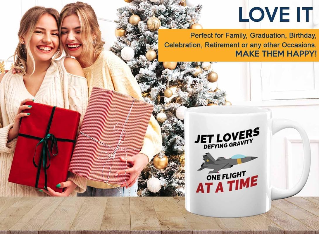 Jet Pilot Coffee Mug 11oz White - Jet lovers Defying gravity - Pilot Gifts Airplane Flying Captains Aviator Airline Aviation