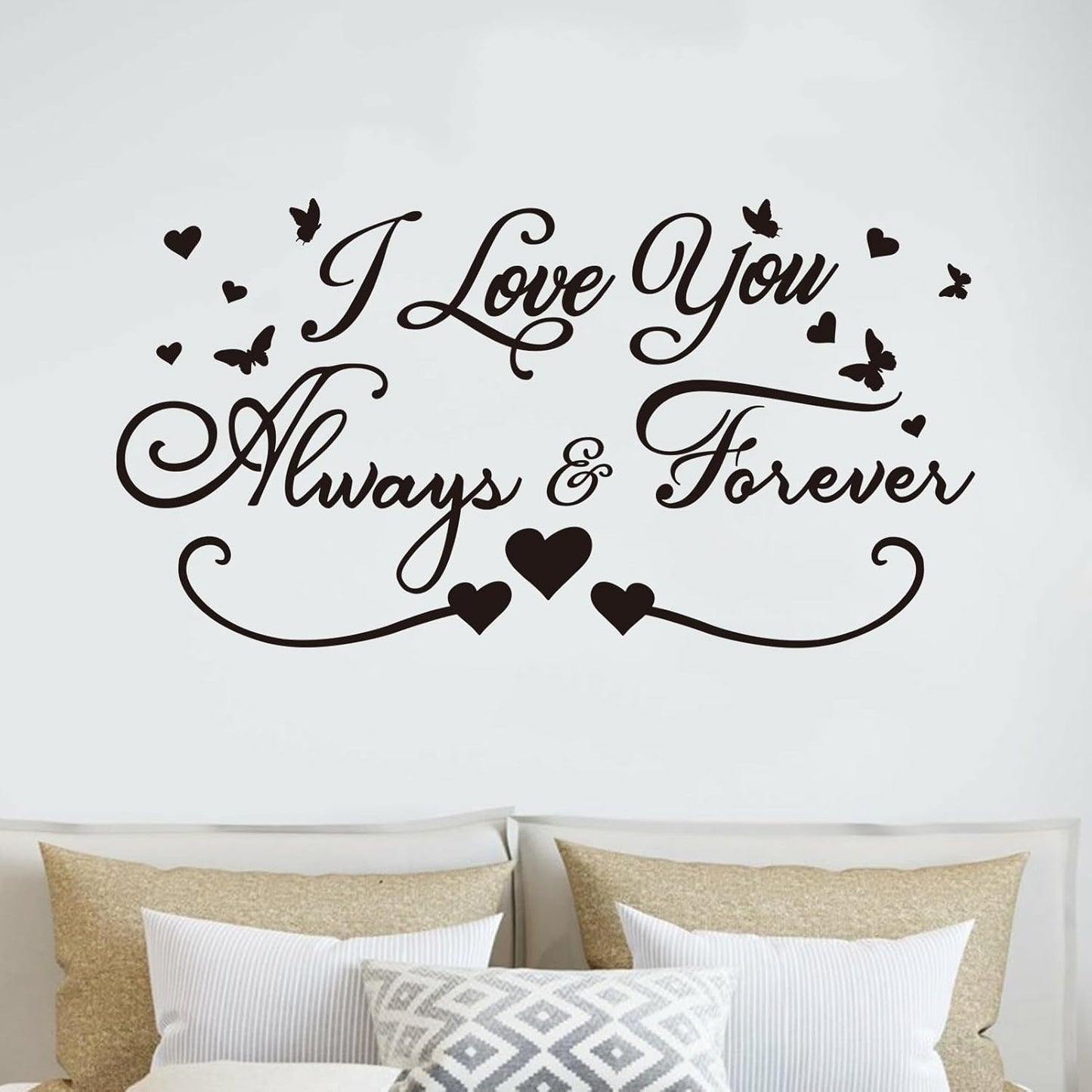 AnFigure Love Quotes Wall Stickers: Inspirational Vinyl Art Couples Wall Decals for Home Bedroom Bathroom Living Room - I Love You Always & Forever 21"X11"