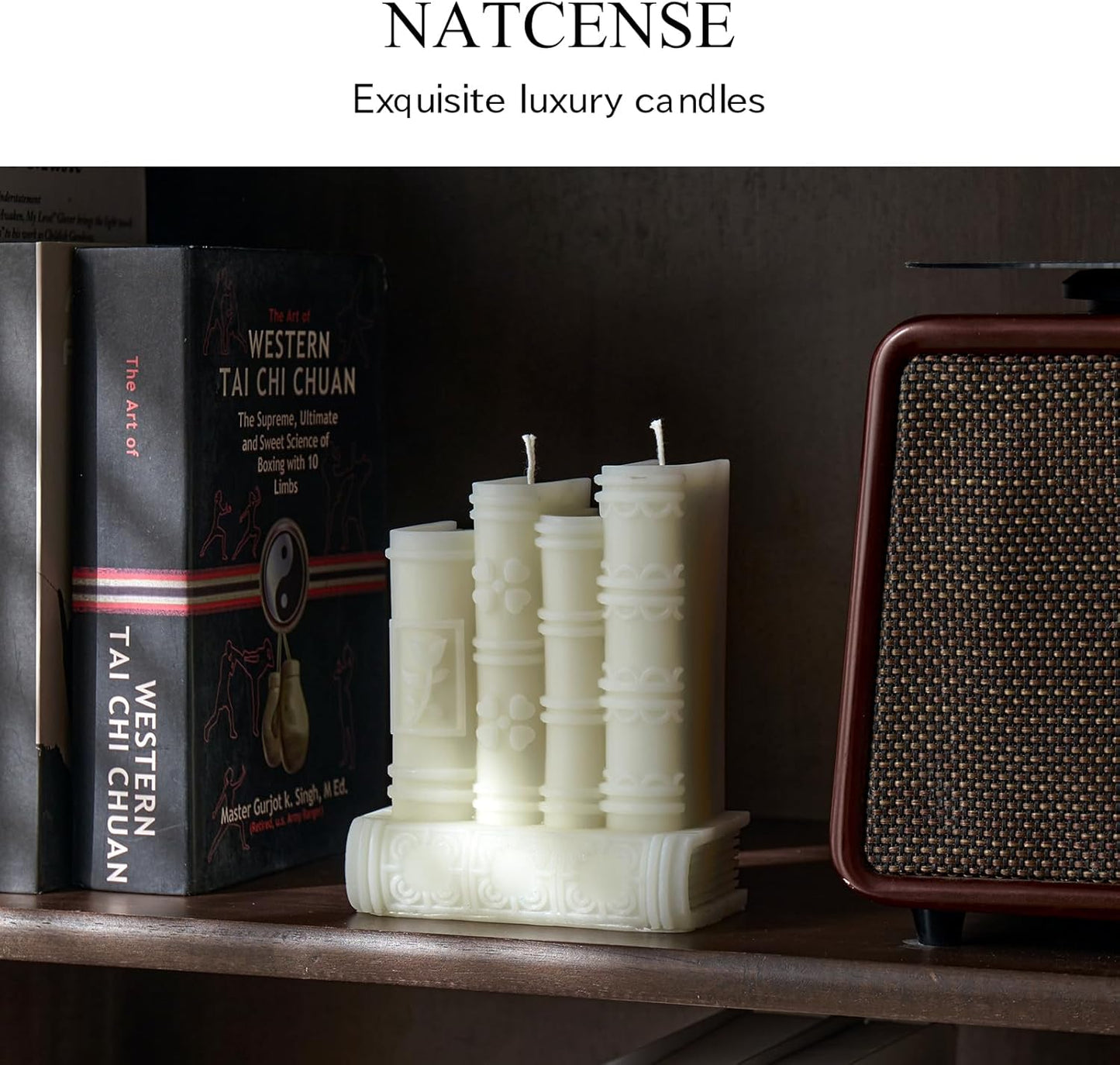 Book Candle,Gifts for Book Lovers,Home Room Shelf Decor Idea,Handmade Soy Wax Candle for Home Decor for Living Room Bathroom (White)