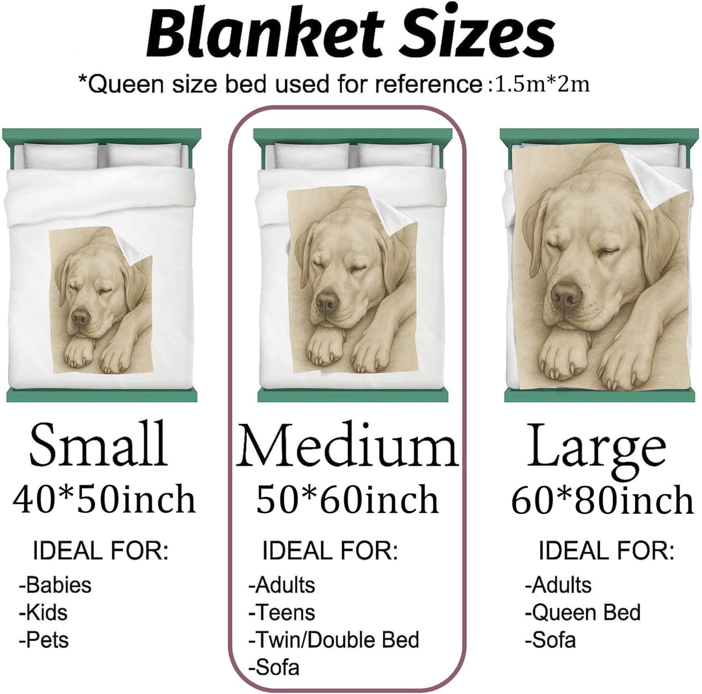 Sleeping Labrador Blanket Flannel Throw Blankets for Pet and Dog Lovers, Lightweight Warm Soft Cozy Realistic Hand Drawn Puppy Print Sofa Couch Bed Office Rv Bedroom Decor Gifts, 60x50inch