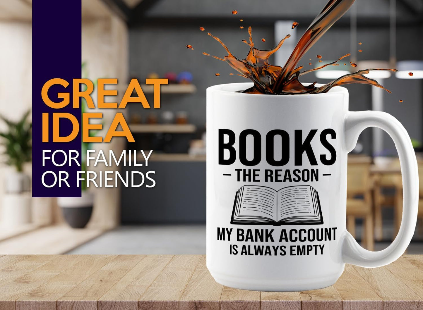 Book Lover Coffee Mug 15oz White -Books The reason - Bookworm Literature Library Book Lover Reader Booked Editor Intellectual Studious