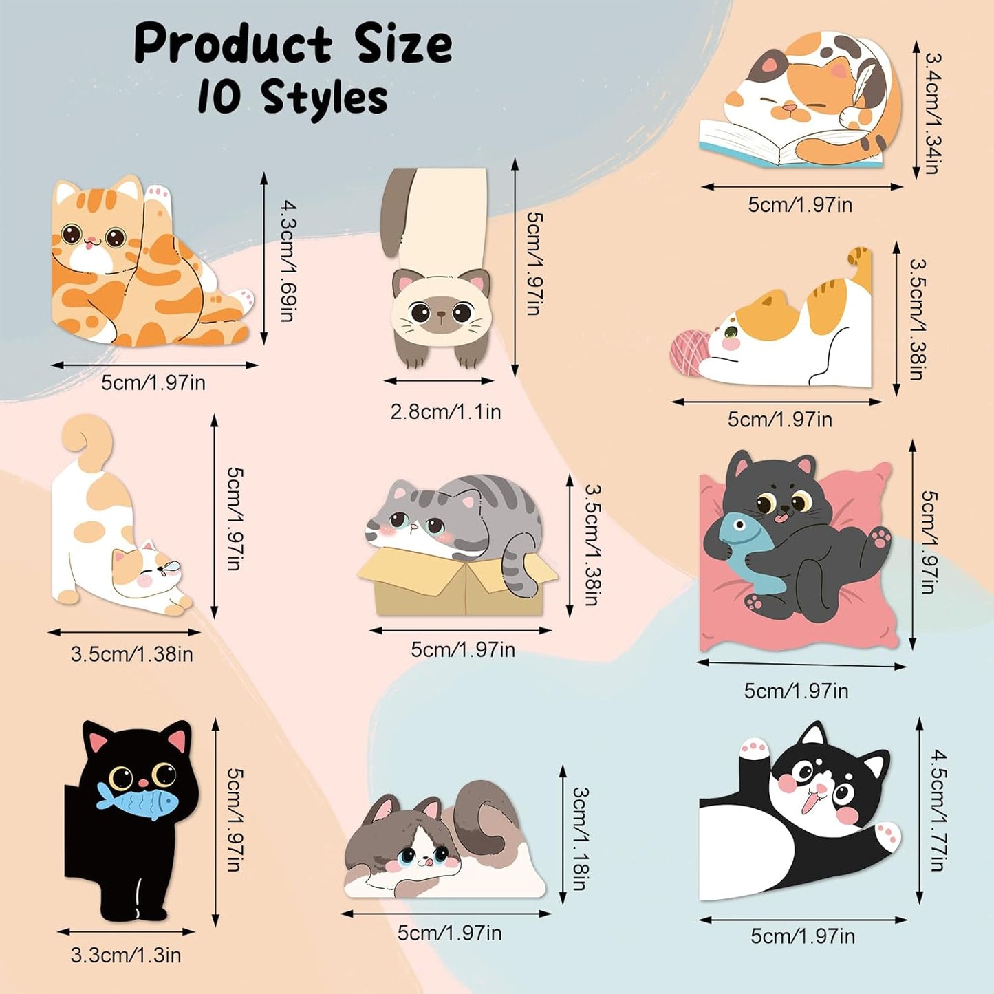 10Pcs Magnetic Bookmarks, Cute Cat Bookmarks Funny Book Marker Clips Easter Gifts for Women Reading Book Lover Gifts