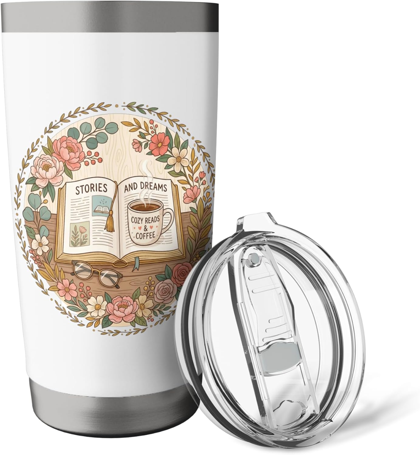 Cozy Reading Book Lover Aesthetic | Cute Bookworm Librarian Stainless Steel Insulated Tumbler