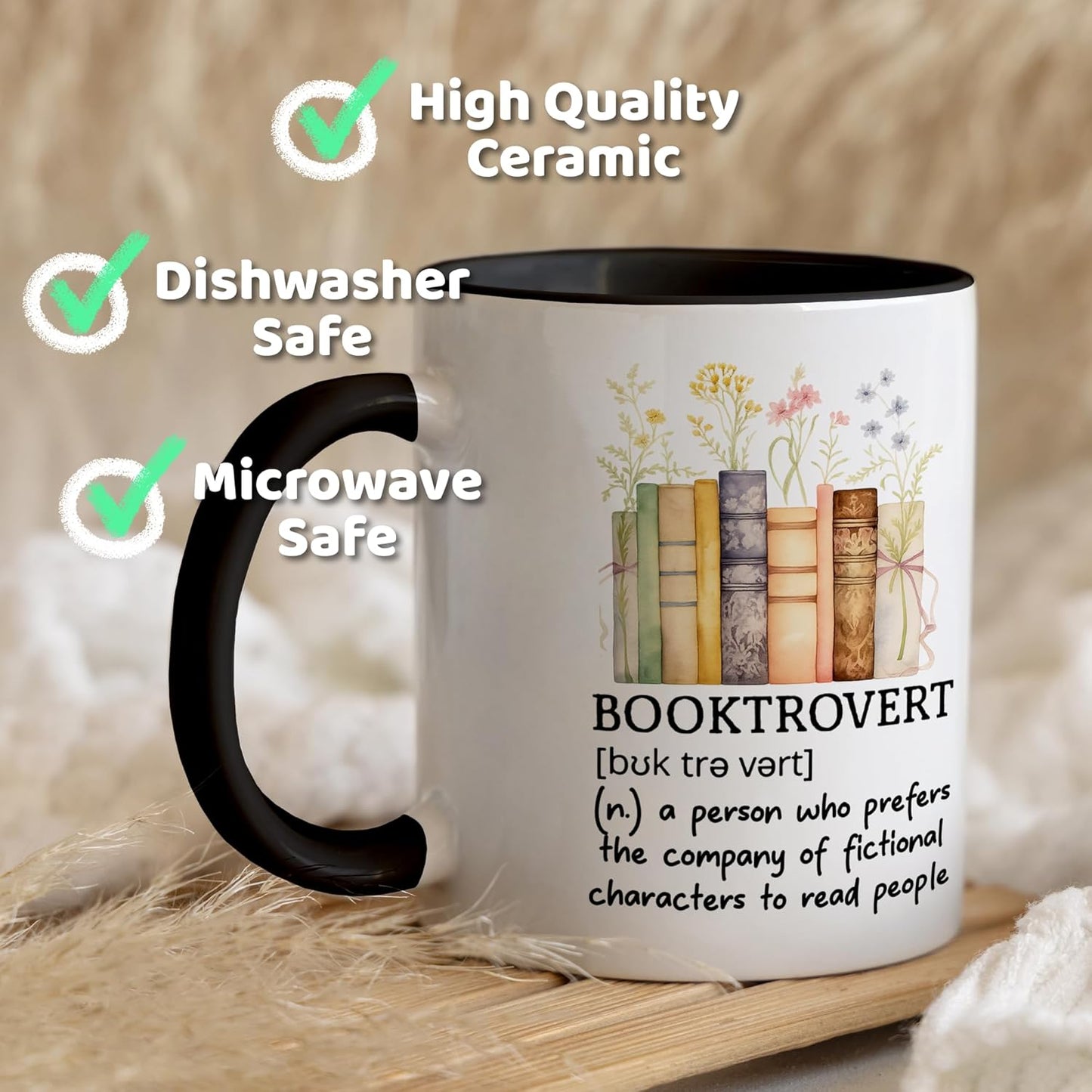 Book Lover Gifts - Booktrovert Mugs, Bookish Coffee Mug with Stacked Book Design, Bookworm Mugs for Readers, Coffee Mug for Readers, Birthday, Christmas Gifts for Books Lovers Women
