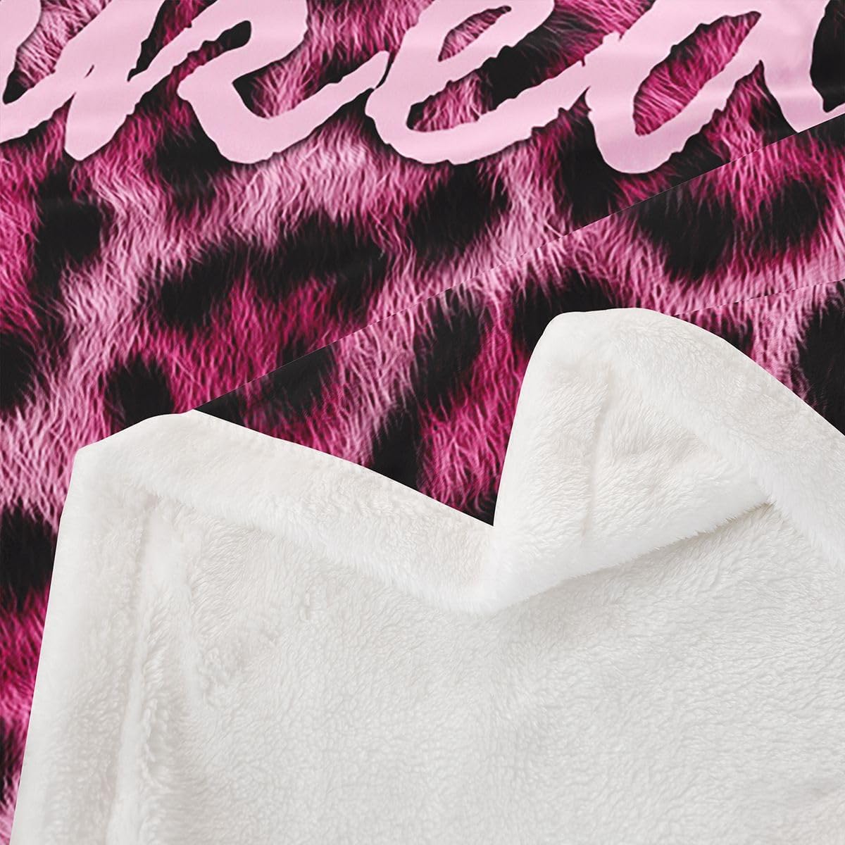 Feelyou Leopard Print Get Naked Sherpa Throw Blanket for Couch Funny Quotes Super Soft Cozy Fleece Pink Blanket for Winter, Plush Throw Cheetah 40"x50" All Season