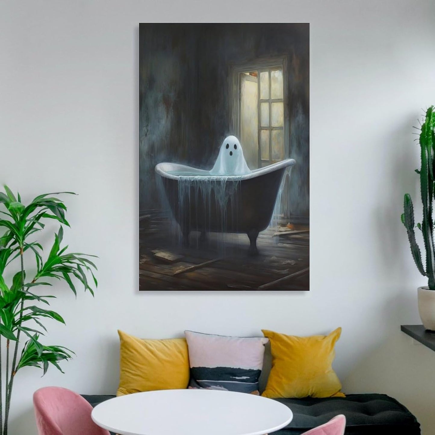 Dark Funny Ghost Bathroom Reading Halloween Classic Movie Posters At Room Aesthetic Posters Cool Artwork Wall Art Home Decor Gift Ideas (2) Canvas Art Poster And Wall Art Picture Print Modern Family B