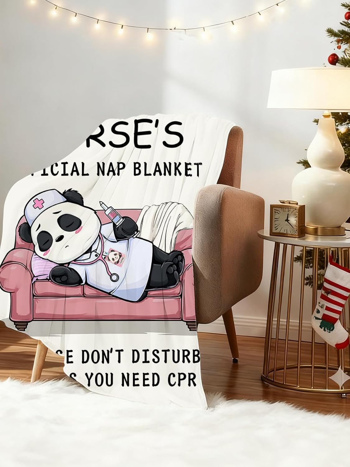 Nurse Appreciation Gifts for Women, Nurses Week/Day Gift for Her, Nursing Graduation Gifts - Funny Flannel Panda Blanket, LPN RN Birthday Gift for Nurses Practitioner Nursing Student, 80" x 60"