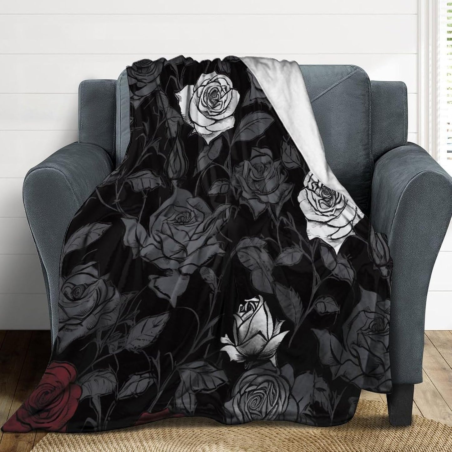 Rose Gothic Blanket Super Soft Lightweight Throw Blanket Cute Cozy Warm Bed Blanket Decorative Fuzzy Blanket All-Season Home Decor Gift for Sofa Couch Living Room 50"*60"（130 * 150cm）
