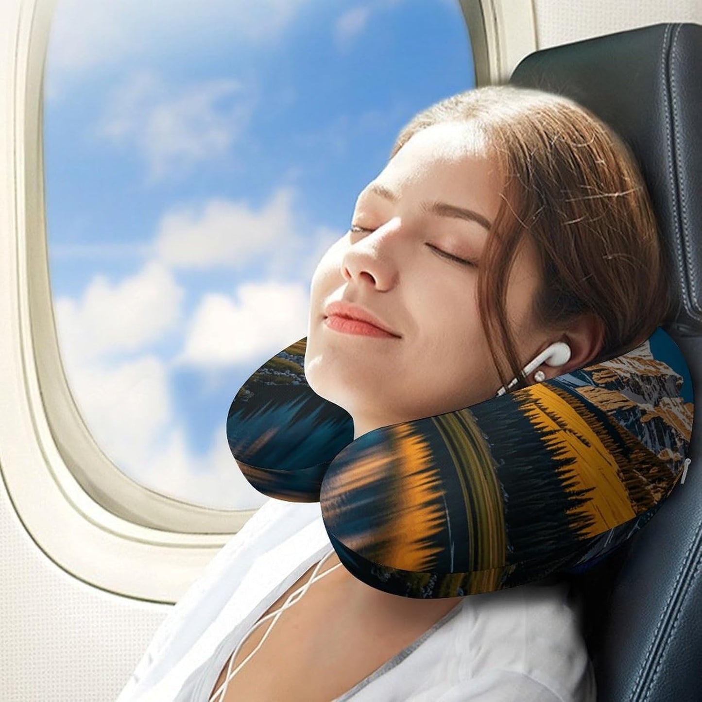 Rocky Mountain Range Neck Pillow Memory Foam U Shaped Pillows Portable Pillows for Shoulder Travel Head Support Pillow with Concealed Zipper for Airplane Car Home Office