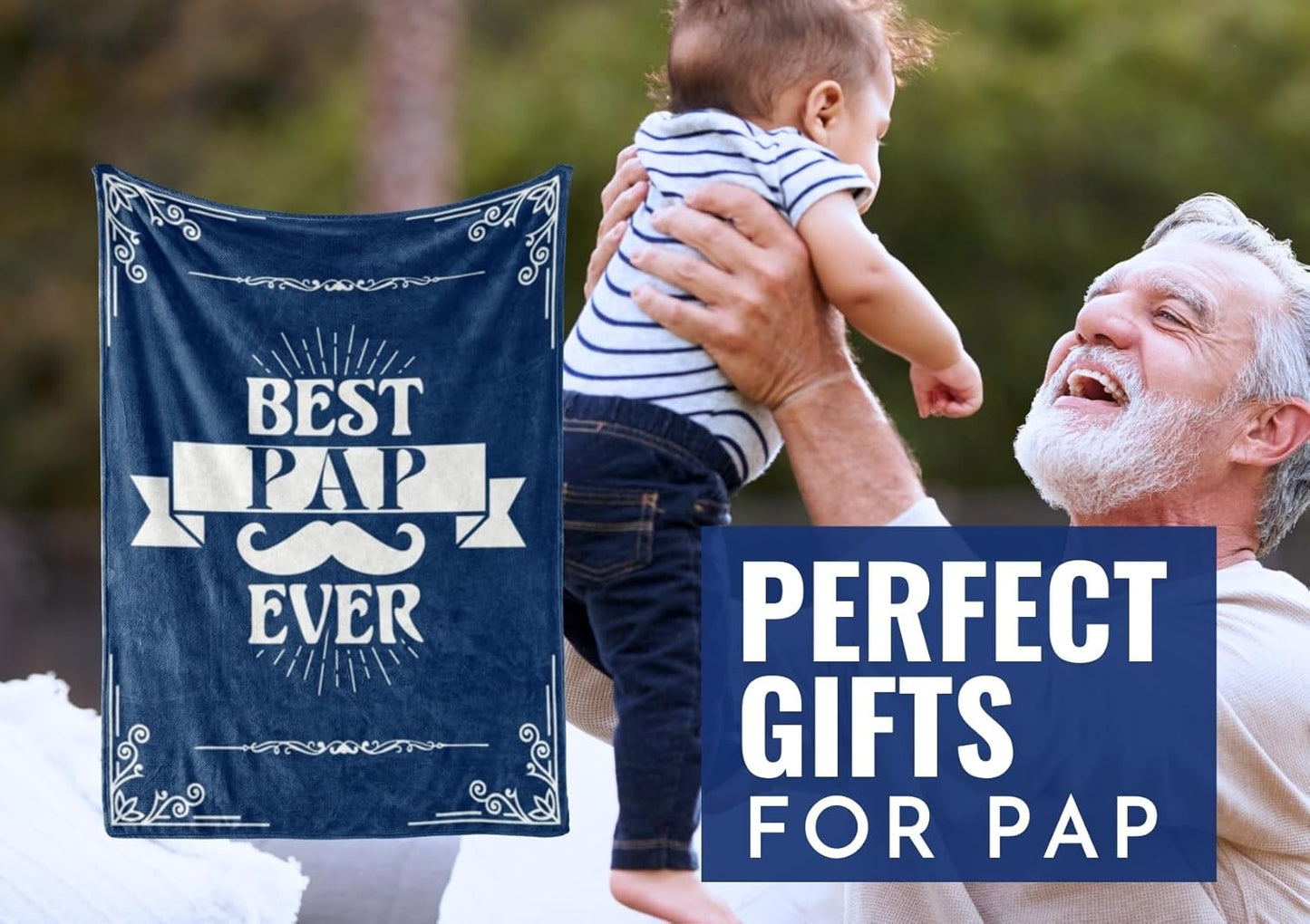 InnoBeta Pap Gifts for Grandpa, Throw Blanket for Grandfather, Presents from Grandchildren, Grandkids for Christmas, Birthday, Father's Day (50 x 65 inches)