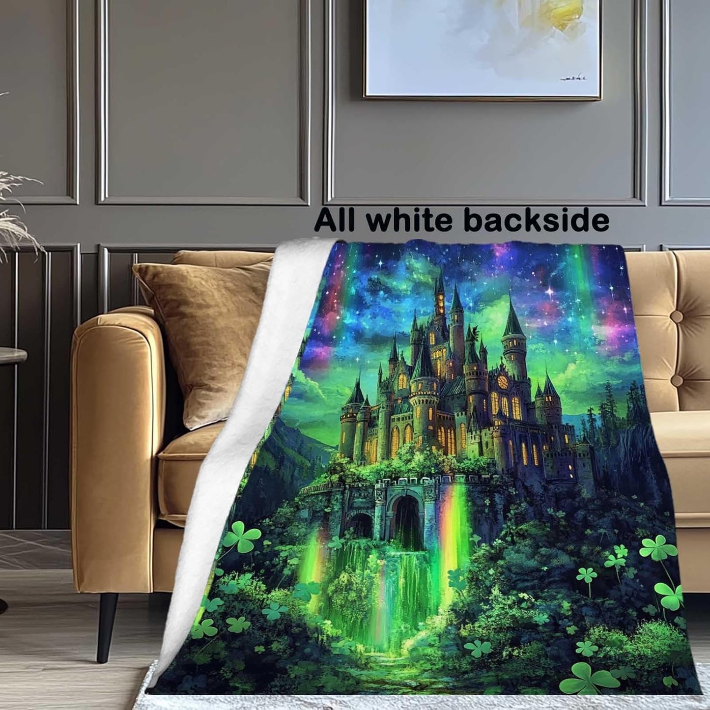 Fantasy Castle Throw Blanket 60x80 Inches | Aurora Magical Fleece Blanket for Couch Sofa Bed | Fairy Tale Landscape Decorative Throw | Soft Cozy Gift for Women Girls