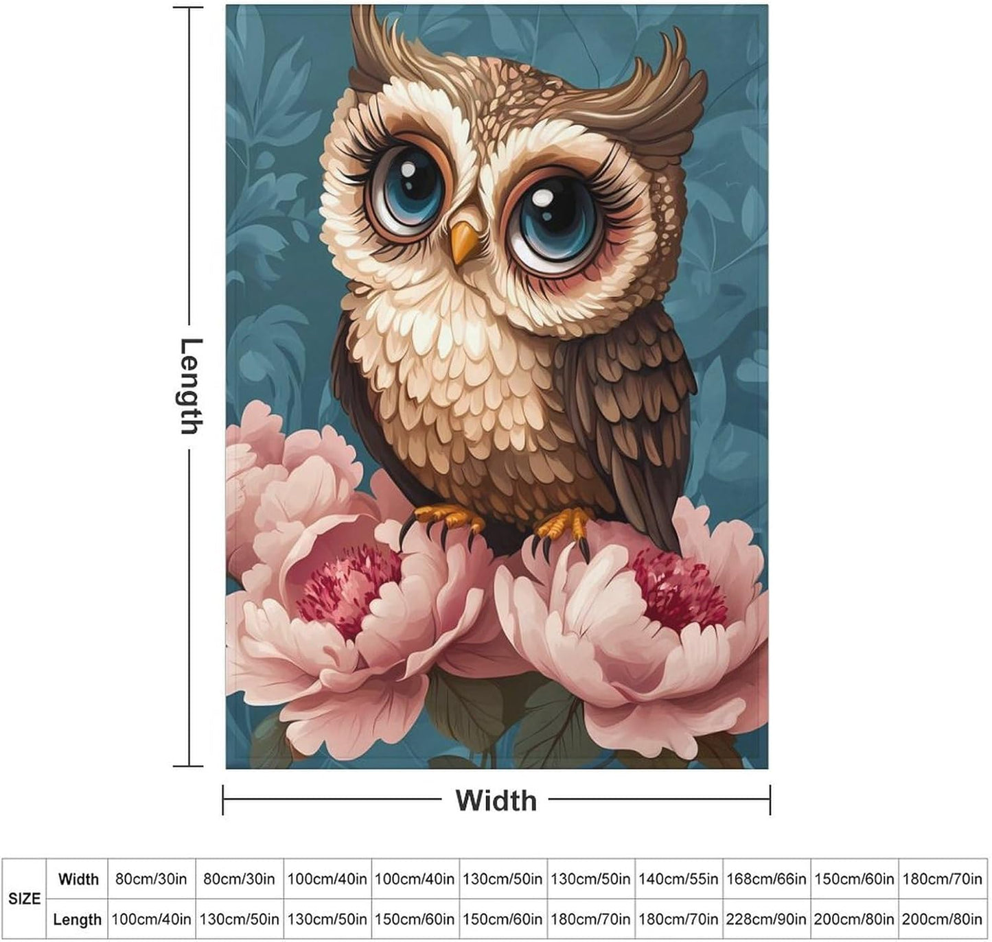 Cute Owl Throw Blanket for Couch Bed Plush Cozy Fuzzy Flannel Blanket for All Season 55"x70"