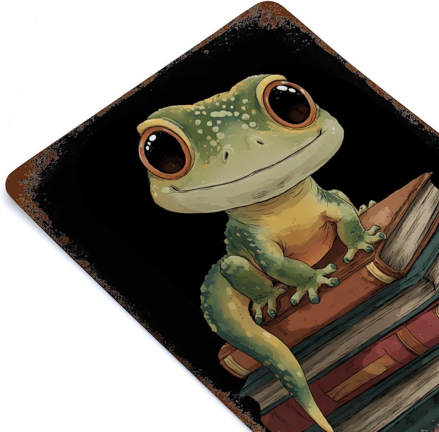 Leopard Gecko Reading Books Personalized Tin Signs Metal Poster Wall Art Retro Bar Pub Garage Home Decor