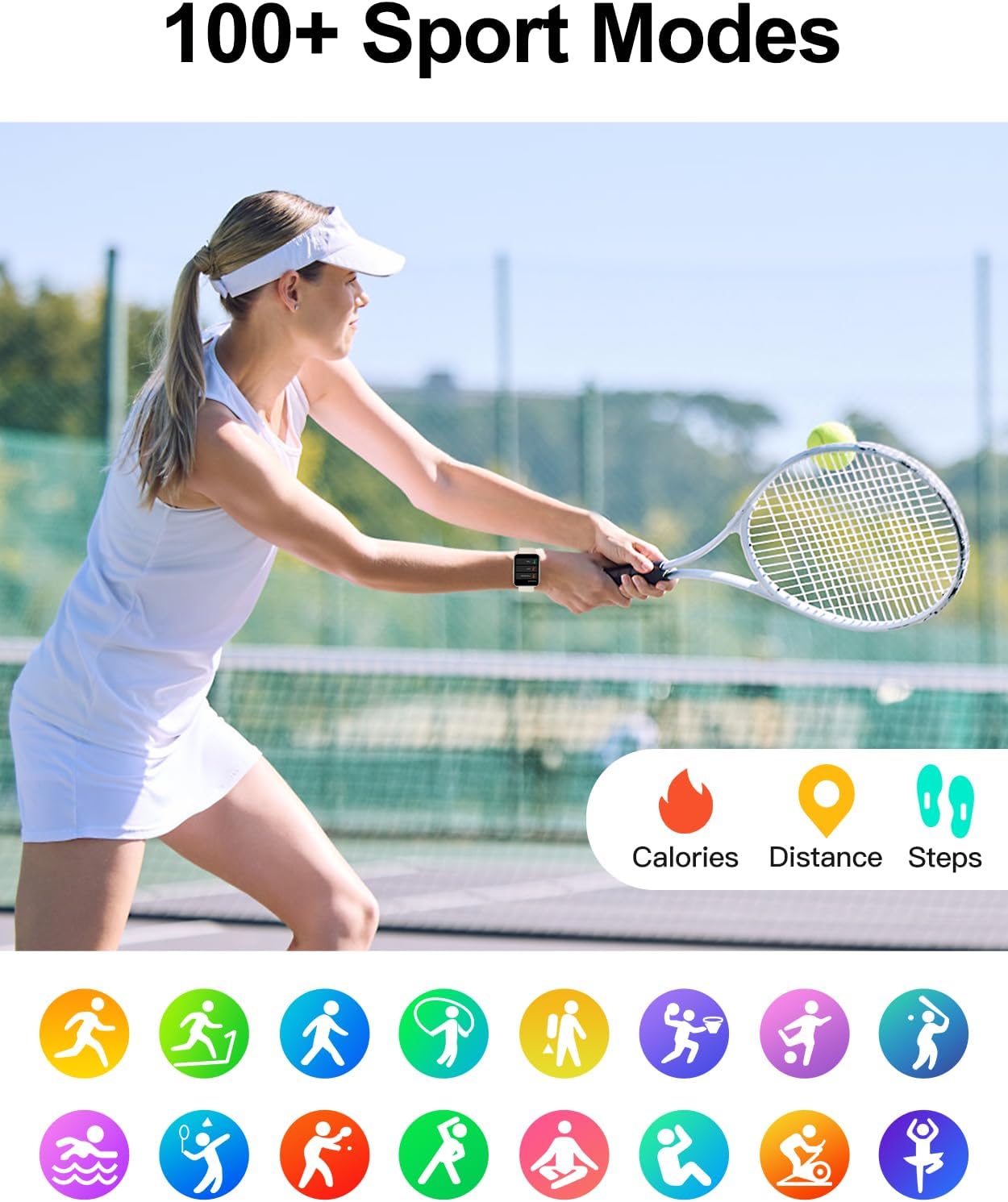 Smart Watch (Answer/Make Calls), 1.85" Smart Watches for Men Women Digital Watch Fitness Tracker with 100+ Sport Modes Heart Rate Monitor for iOS Android Phones Waterproof Milky White