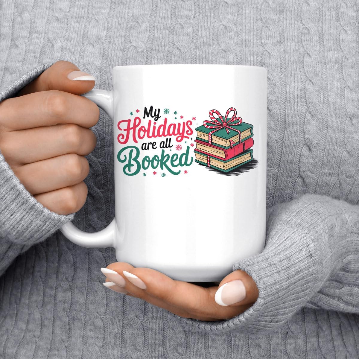 Merry Christmas Reading Lover Ceramic Mug 15oz Cozy Personalized Bookish Gift for Bookclub