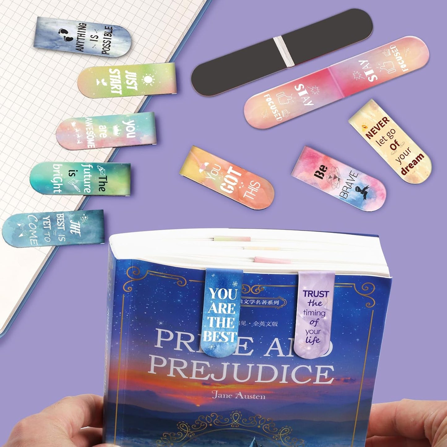 Magnetic Bookmarks, Kaluofan 15PCS Bookmarks for Women, Double Sided Magnet Book Markers Page Clip for Students Teachers Reading Supplies