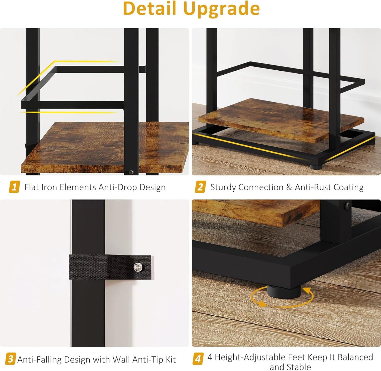 Hosfais Book Shelf Narrow Bookshelf: 5 Tier Wood Bookcase with Metal Edge Protection Industrial Modern Bookshelf Book Storage Organizer for Living Room Bedroom Home Office (Rustic Brown)
