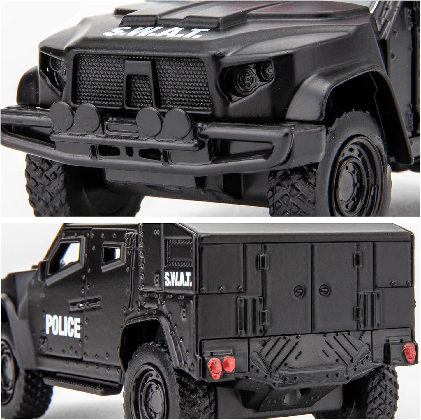 BDTCTK 1/36 Scale JLTV Armored Car Police Car Model, Zinc Alloy Die-Cast Pull Back Vehicles Kid Toys for Boy Girl Gift (Black)