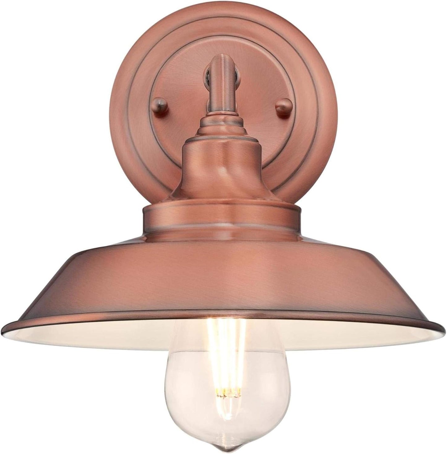 Westinghouse 6370400 Iron Hill Washed Copper One-Light Indoor Wall Fixture White