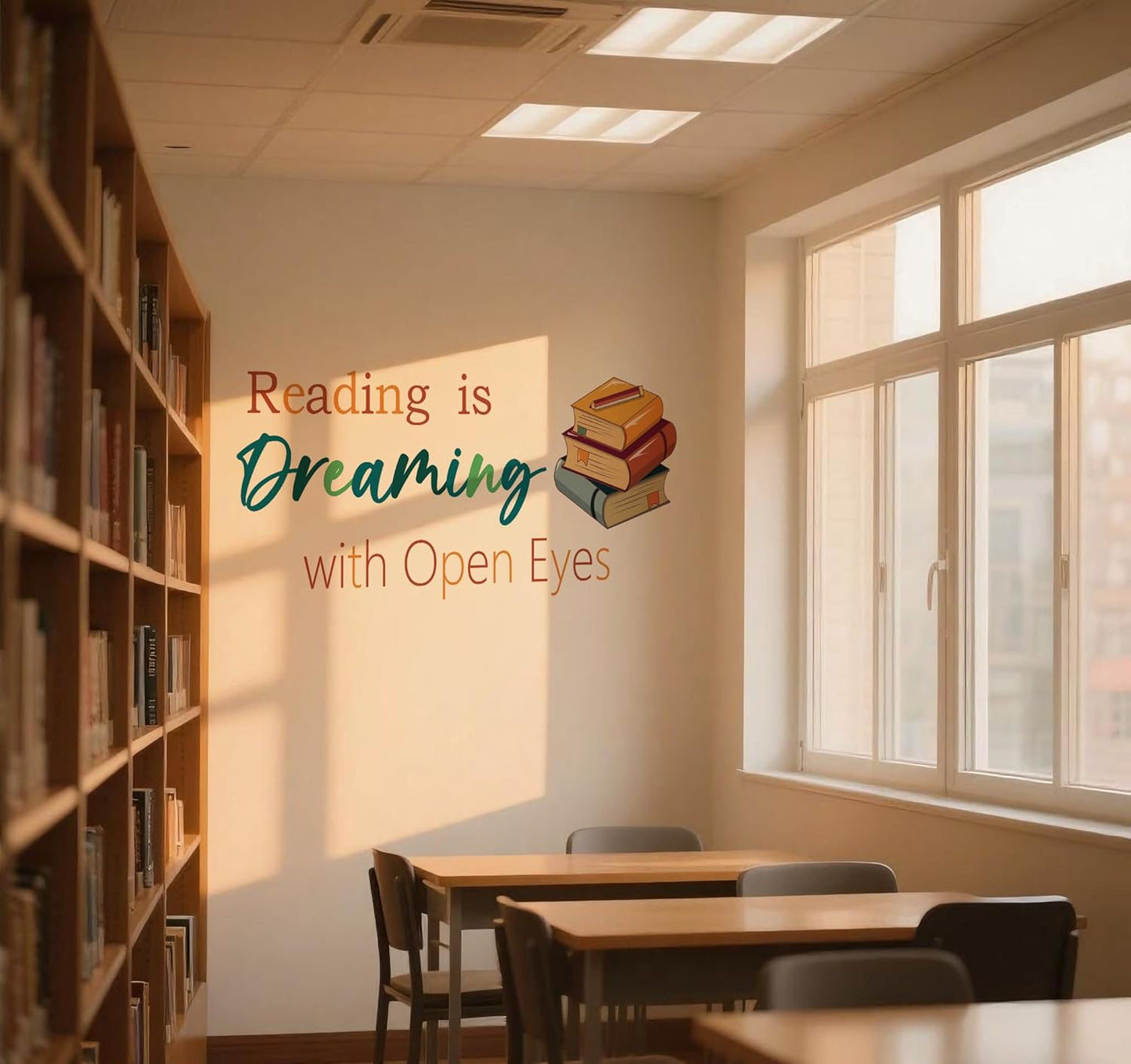 Reading Wall Decals for Kid's Room, Reading is Dreaming with Open Eyes Wall Stickers,Motivational Quotes Inspirational Saying Read Vinyl Wall Art for Classroom School Kid’s Room Library