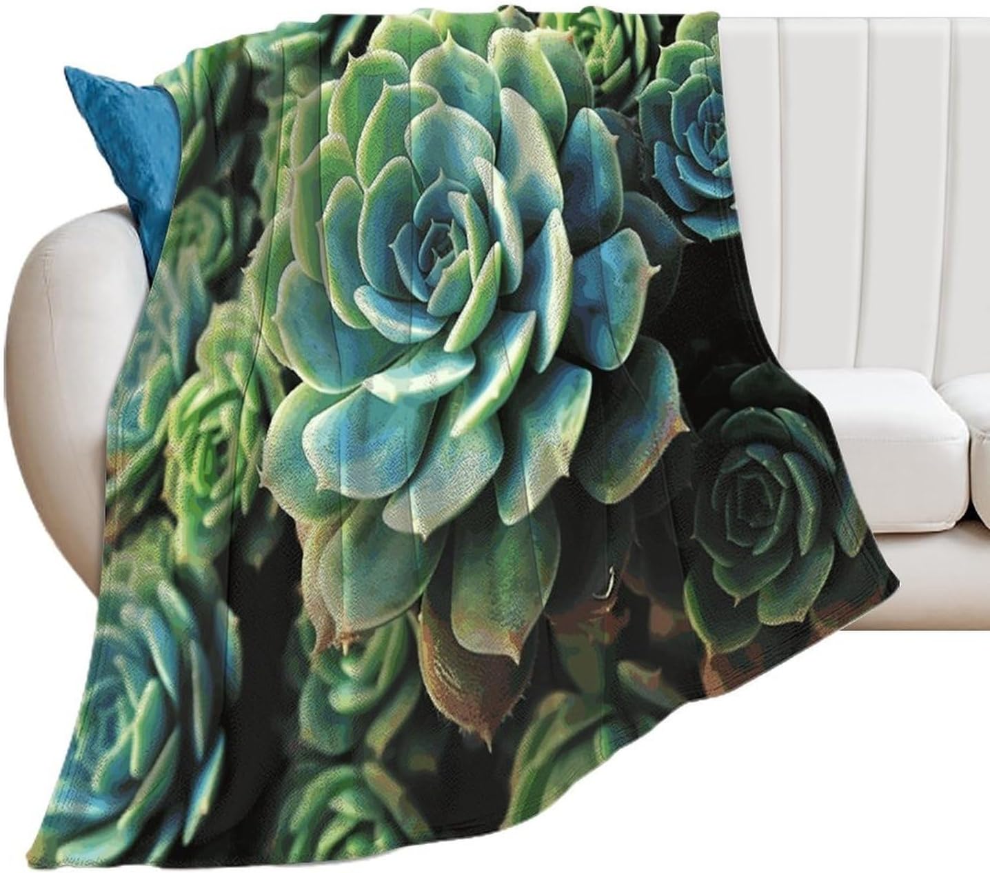 Succulent Plants Blanket Super Soft Lightweight Throw Blanket Cute Cozy Warm Bed Blanket Decorative Fuzzy Blanket All-Season Home Decor Gift for Sofa Couch Living Room 50"*60"（130 * 150cm）