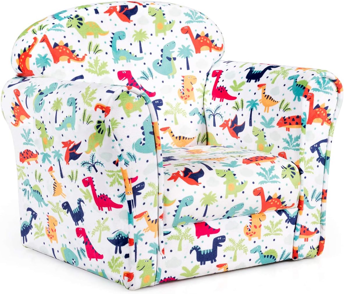 GLACER Kids Sofa, Toddler Couch Chair for Boys and Girls, Lightweight Baby Sofa Chair Children Armchair with Dinosaur Pattern, Sturdy Wood Construction
