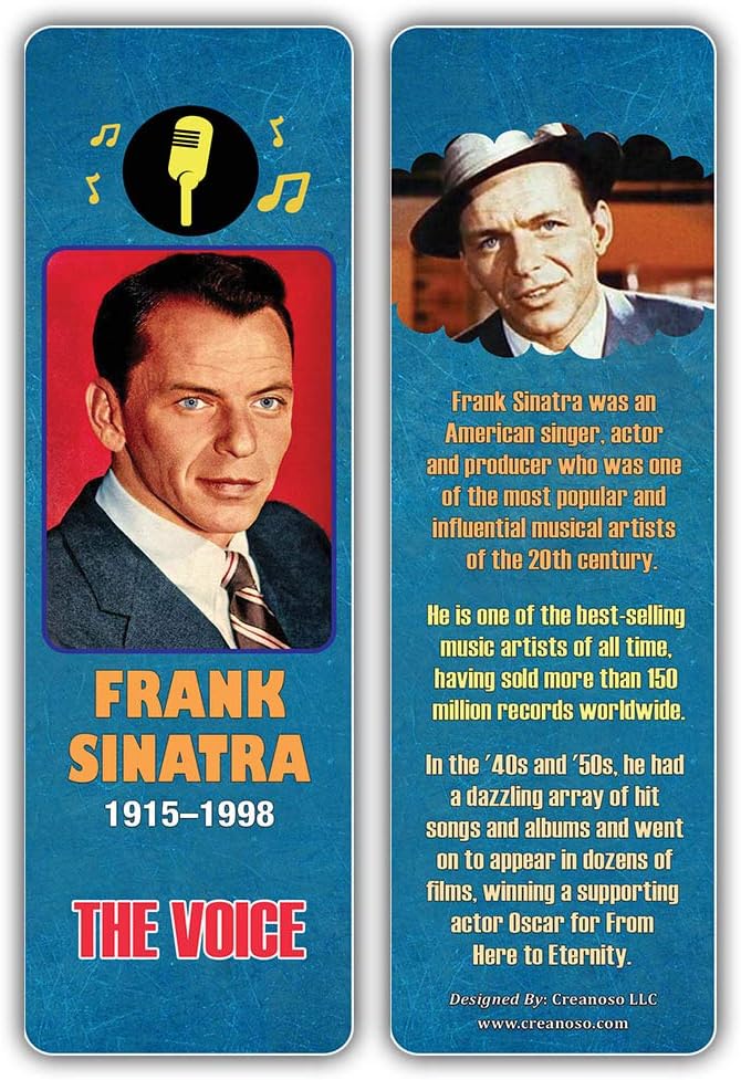 Creanoso Historical Fact American Famous Musicians Bookmark Cards (30-Pack) – Learning Reading Bookmarks Collection Set – Stocking Stuffers for Boys, Girls, Kids – Classroom Incentives - Gift Tokens