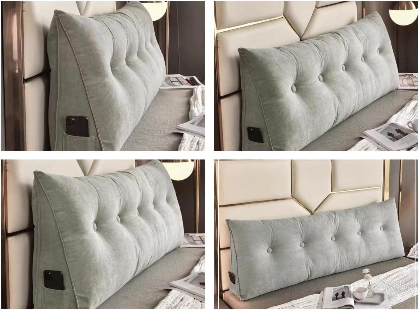 Wedge Headboard Pillow Bolster Pillows Backrest Support Sitting Up Reading Pillow in Bed Rest(Size:180x50x20cm,Color:White)
