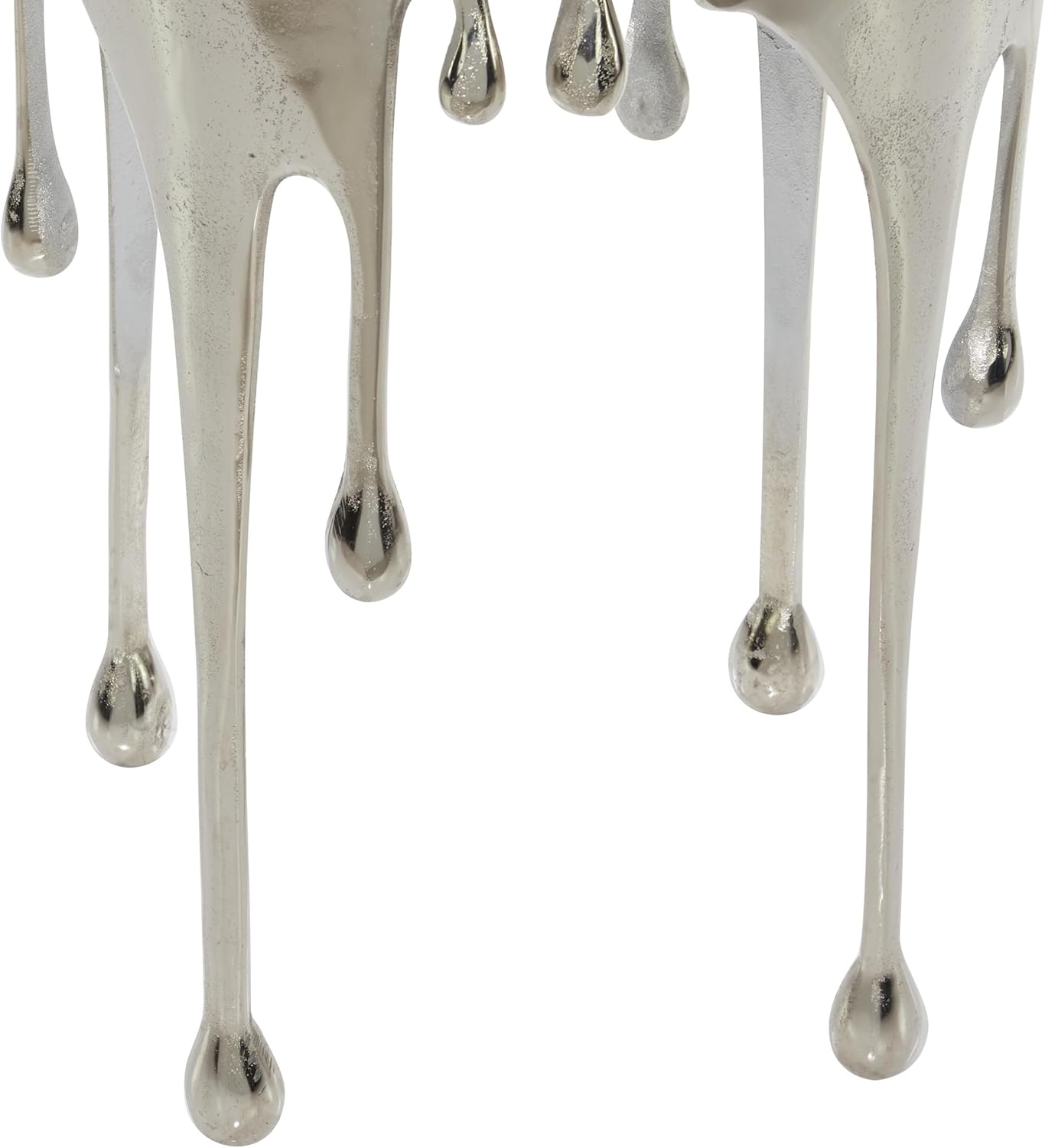 Deco 79 Aluminum Metal Side End Accent Table Drip End Table with Melting Design and Shaded Glass Top, Side Table 16" x 16" x 25", Silver