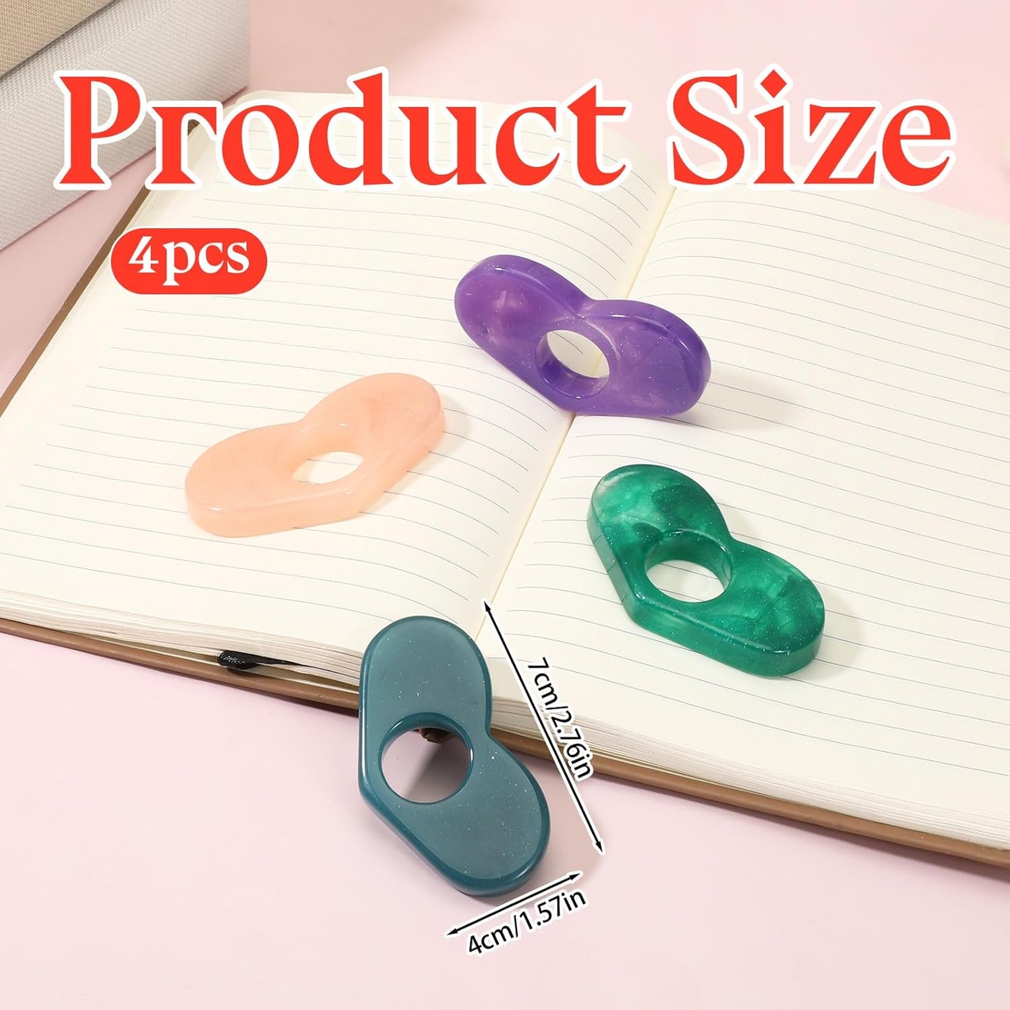 4 Pcs Thumb Page Holder for Reading, Energy Pattern Thumb Bookmark, Starry Sky Thumb Bookmark, Heart-Shaped Book Opener Holder, Book Finger Page Holder, Book Accessories for Reading Lovers