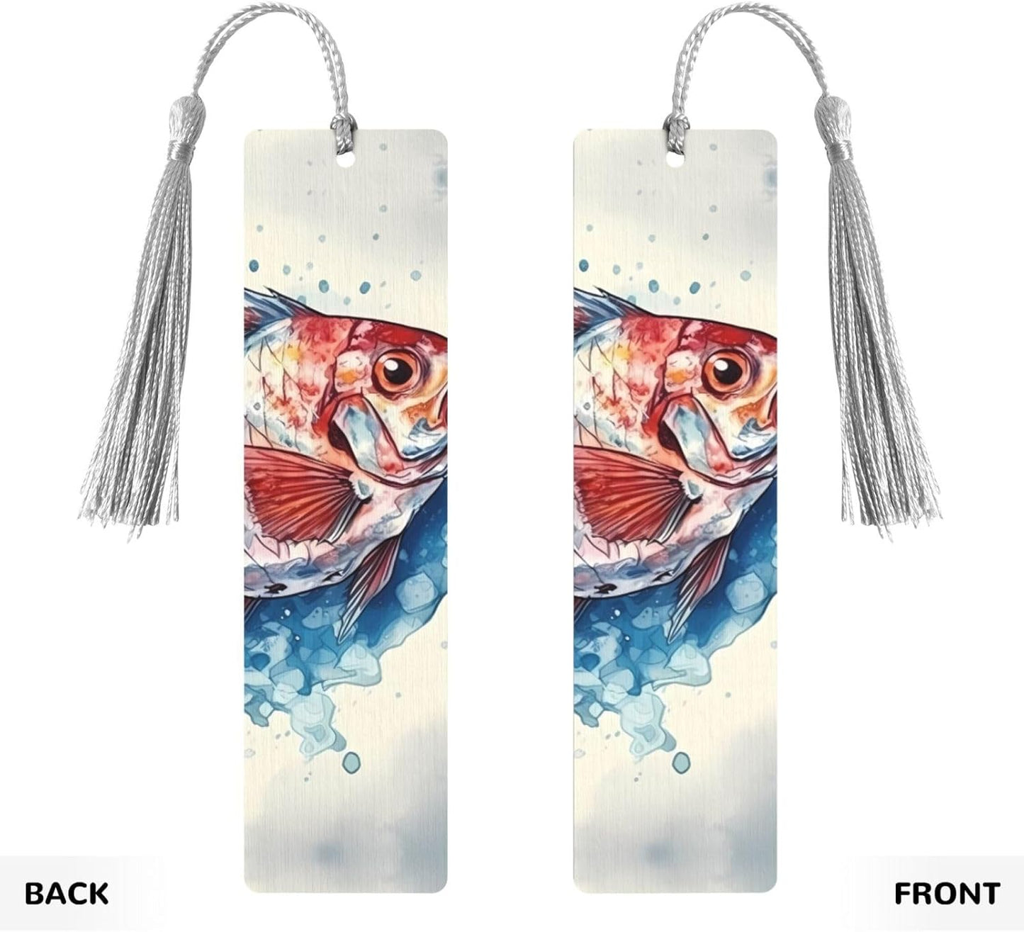 Fish Pattern Bookmarks Gifts for Women Men, Wooden Bookmarks for Book Lovers, Vintage Book Marks Ornaments with Tassel, Unique Personalized Reading Page Markers Gray