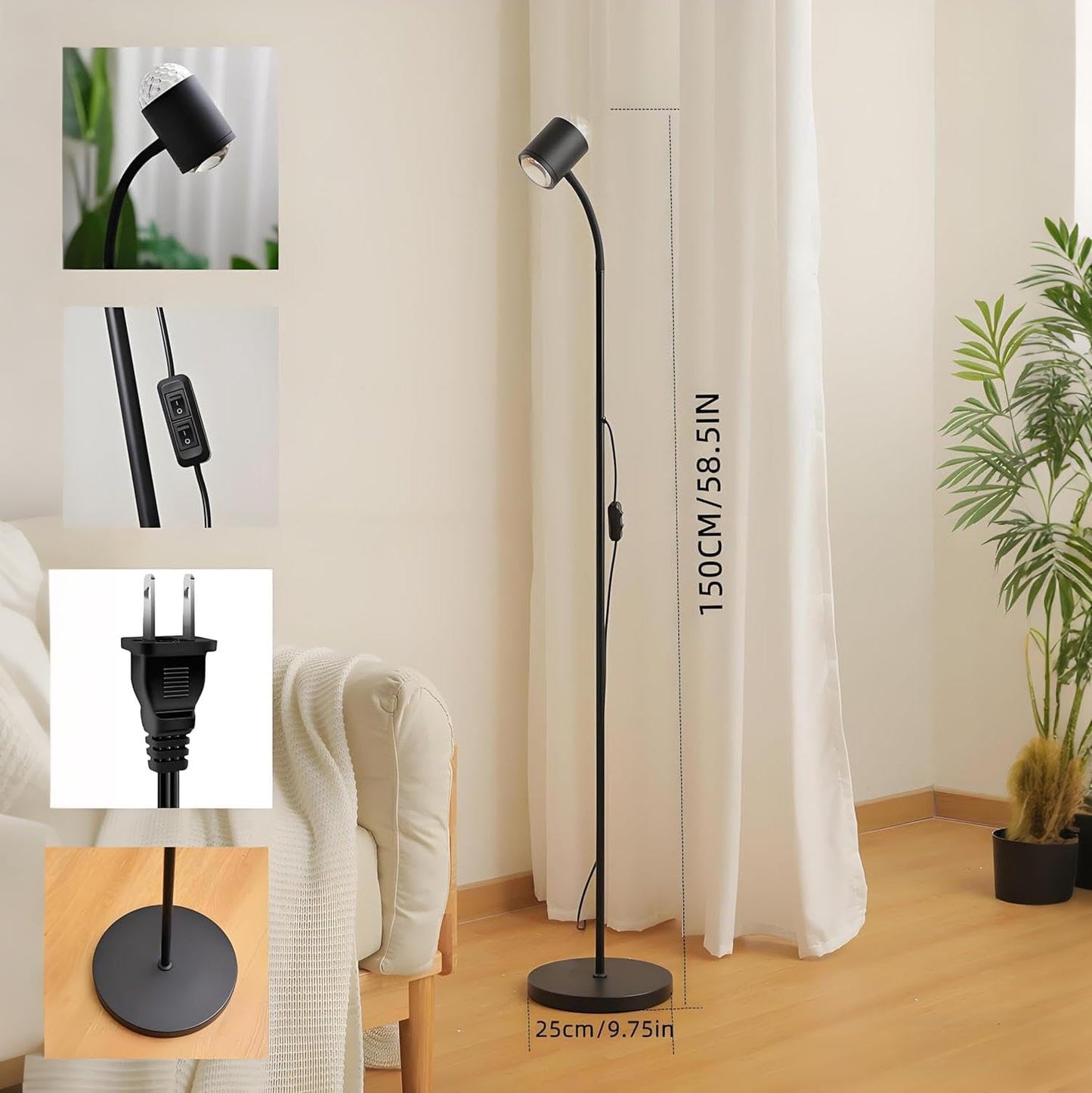 Sunset Projection Floor Lamp with 3D Waves, Dual Head Sunset Lamp with Creative DIY Mode, Multiple Colors and Interchangeable Background Mode, 360 ° Rotating Atmosphere, Sunset Mood Floor Light