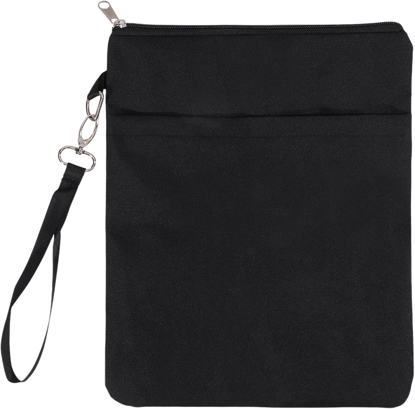 GLOBLELAND Black Waterproof Book Cover Bag with Zipper Hnadle for Book Lovers 12"x9.5" Canvas Paperback Cover Travel Book Pouch Protector with Front Pocket for Paperbacks Hardcover Books Gifts