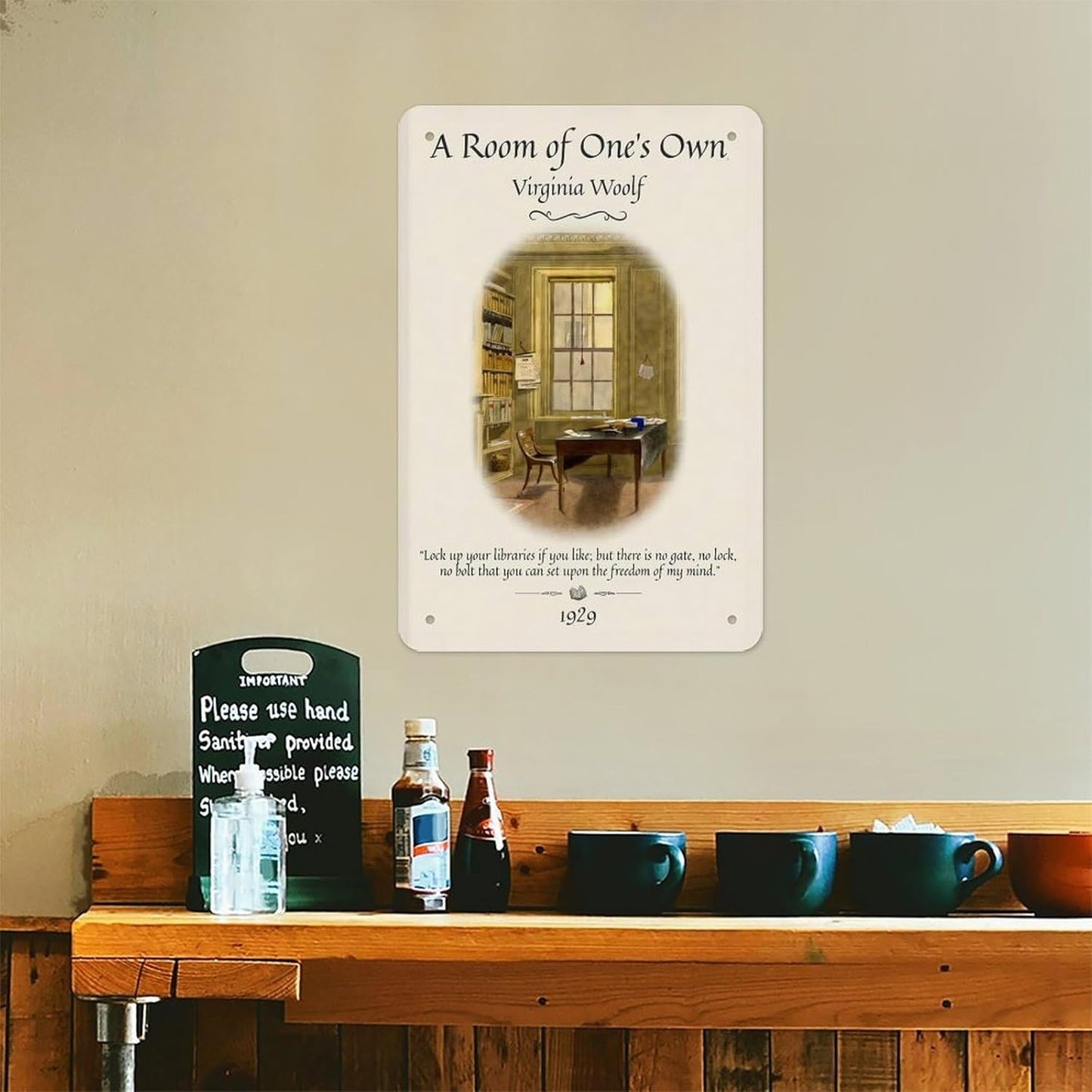 A Room Of Ones Own Virginia Woolf Metal Sign Poster 12x8 Inch Vintage Book Quote Literary Wall Art Feminist Decor Reading Nook Home Office Bedroom Study Classroom Gift