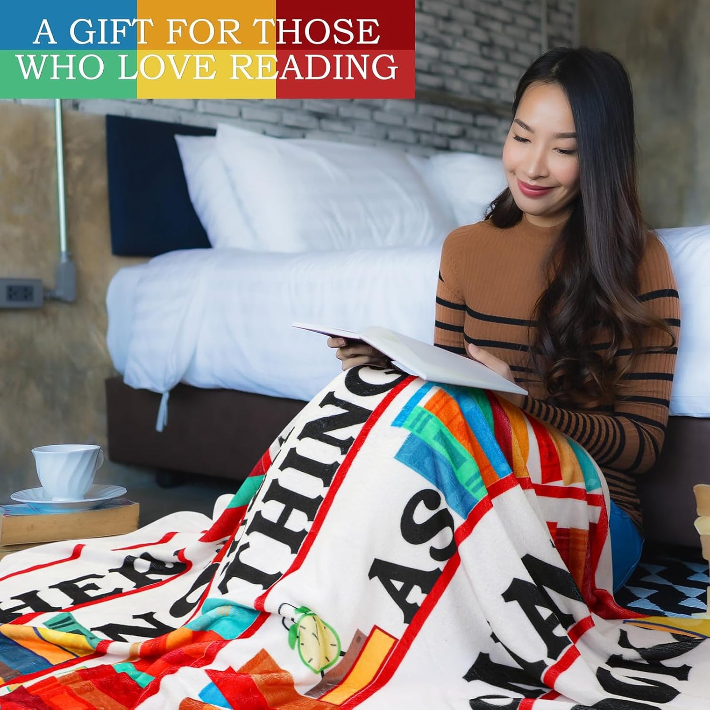 Preboun Book Lovers Gifts Flannel Blanket Librarian Blanket 60" x 50" Bookworm Book Accessories for Reading Lover Writers Club Gifts for Birthday