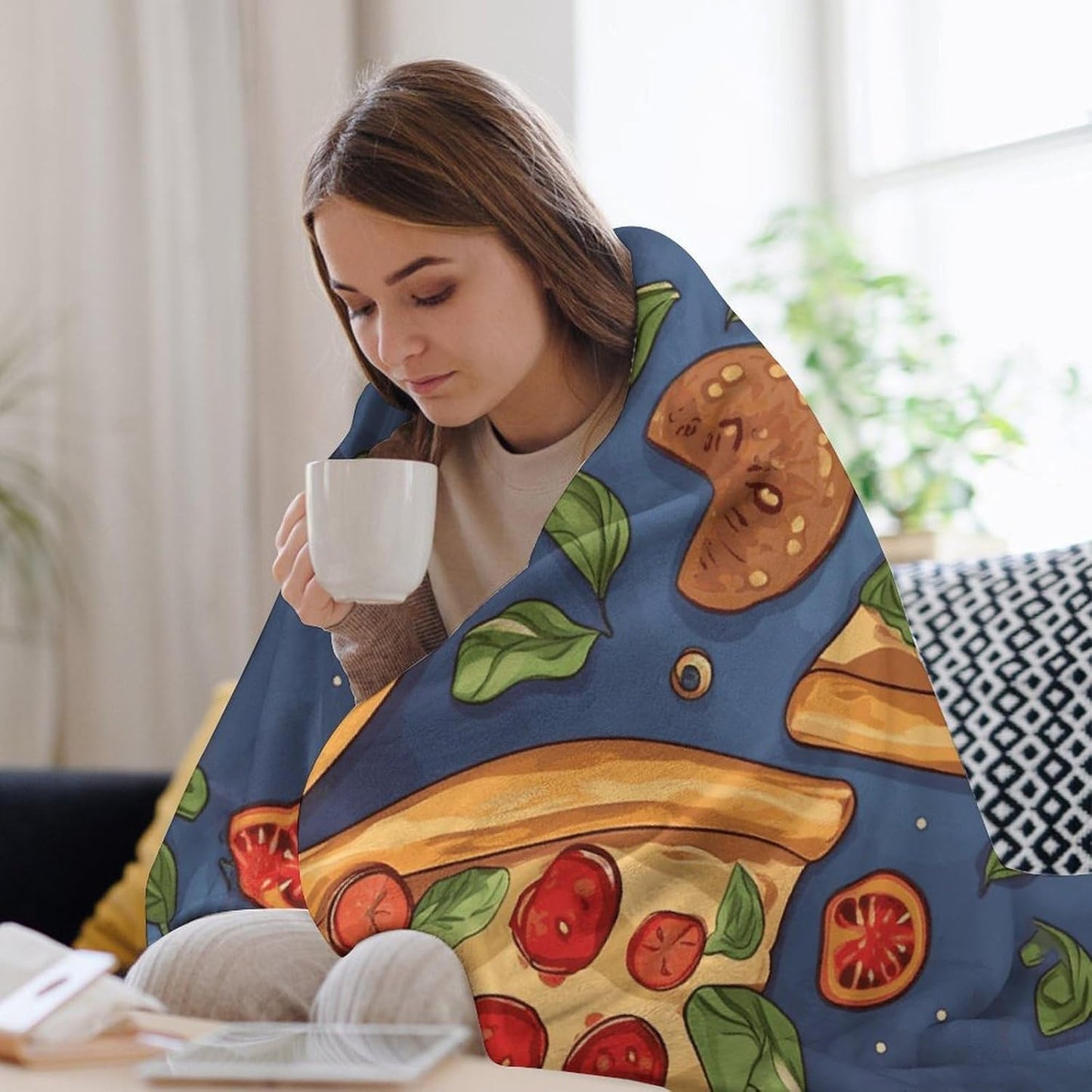 Pizza Blanket Super Soft Lightweight Throw Blanket Cute Cozy Warm Bed Blanket Decorative Fuzzy Blanket All-Season Home Decor Gift for Sofa Couch Living Room 50"*60"（130 * 150cm）