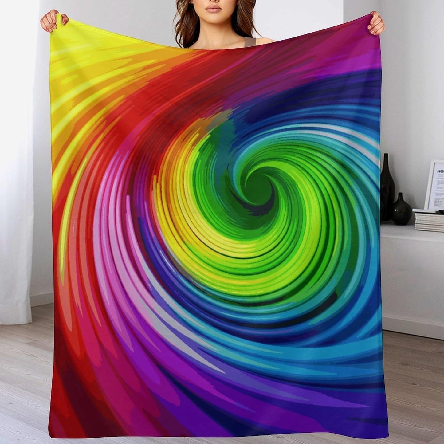 Rainbow Spiral Blanket Super Soft Lightweight Throw Blanket Cute Cozy Warm Bed Blanket Decorative Fuzzy Blanket All-Season Home Decor Gift for Sofa Couch Living Room 30"*40"（76 * 100cm）